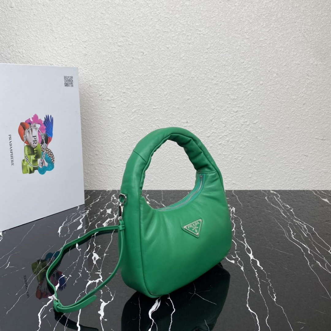 Replica Prada 1BA384 Prada Soft Padded Nappa Leather Mini Bag Green