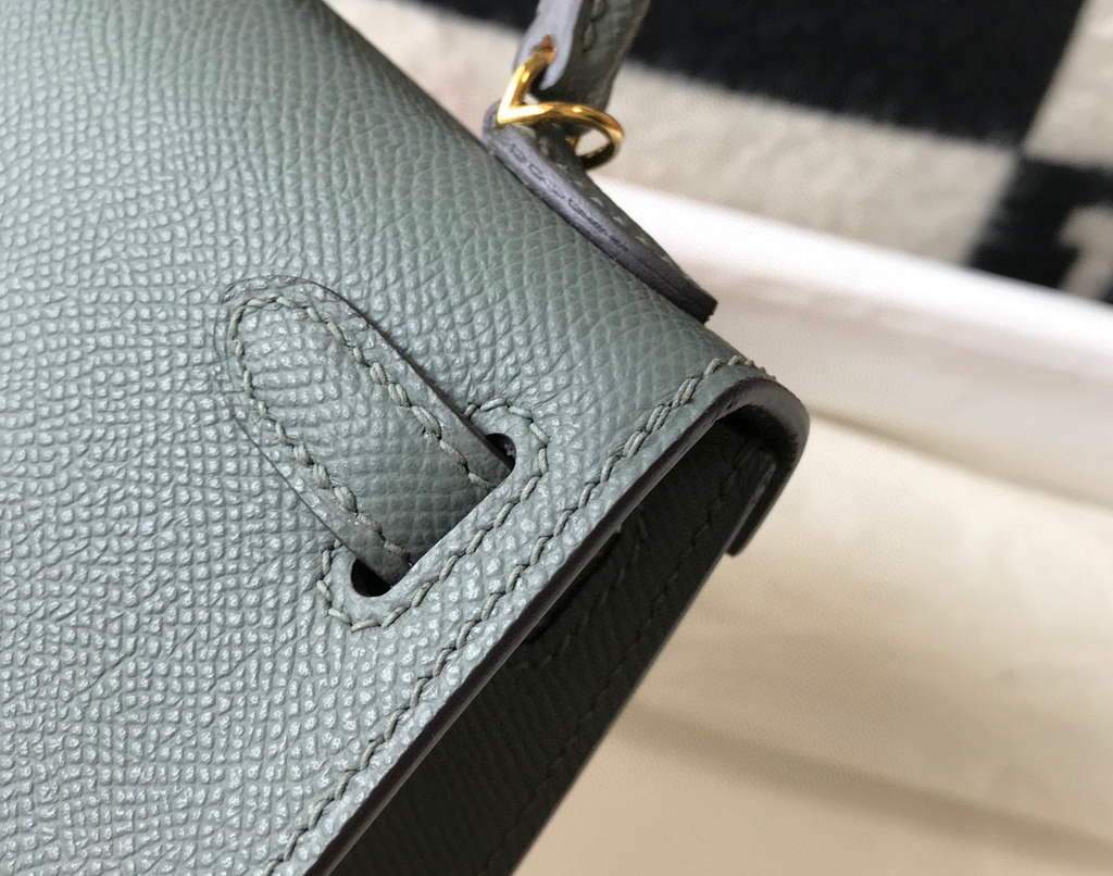 Replica Hermes Kelly Bag Hermes 19CM Epsom Shoulder Mini Bag Dark gray 20474