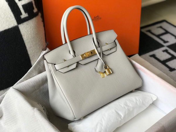 Replica Hermes Birkin Designer Tote Bag Togo Leather 28348 White