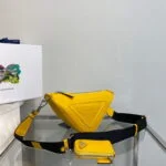 Replica Prada Leather Prada Triangle shoulder bag 1BH190 Yellow