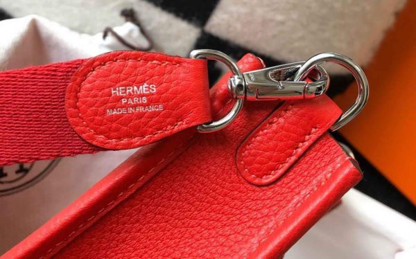 Replica Hermes Evelyne Bag Hermes Mini Crossbody Bag 20410 Silver Buckle Red