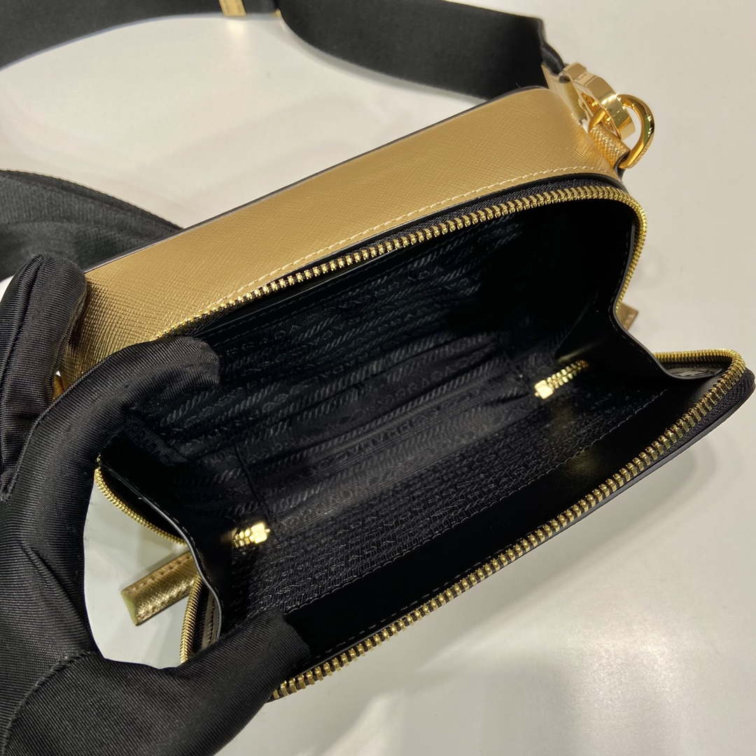 Replica Prada 2VH070 Saffiano Gold leather Prada Brique bag