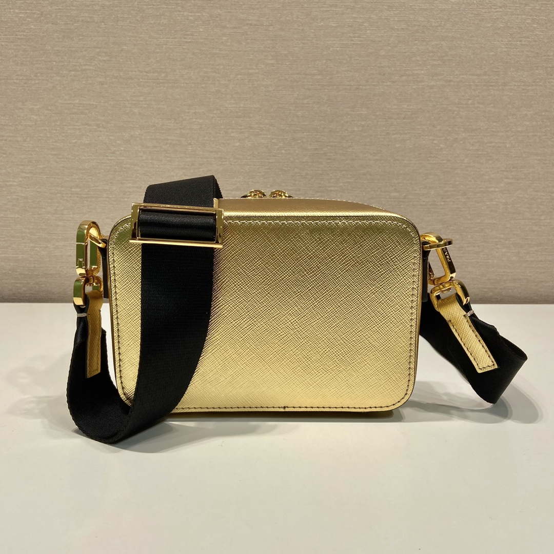 Replica Prada 2VH070 Saffiano Gold leather Prada Brique bag
