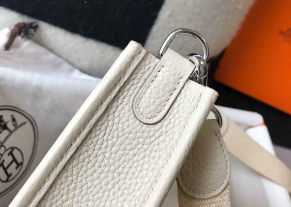Replica Hermes Evelyne Bag Hermes Mini Crossbody Bag 20406 Silver Buckle Beige