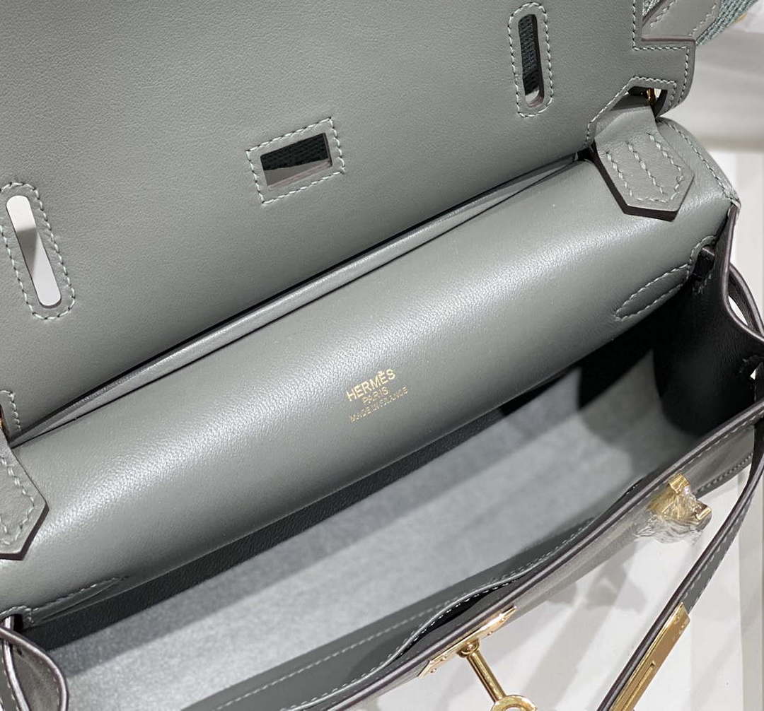 Replica Hermes 316413 Jyspiere Leather Hermes bags Gray h900920