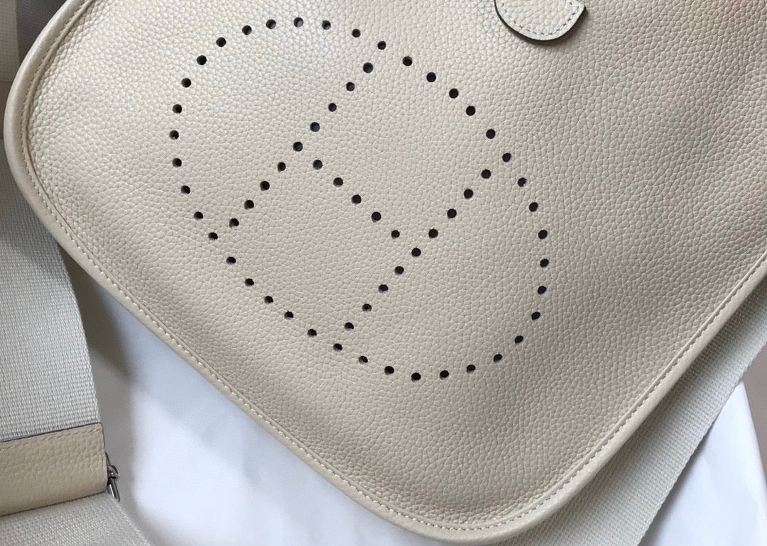 Replica Hermes H083435 Evelyne III 29 Shoulder Bag Silver Hardware Beige