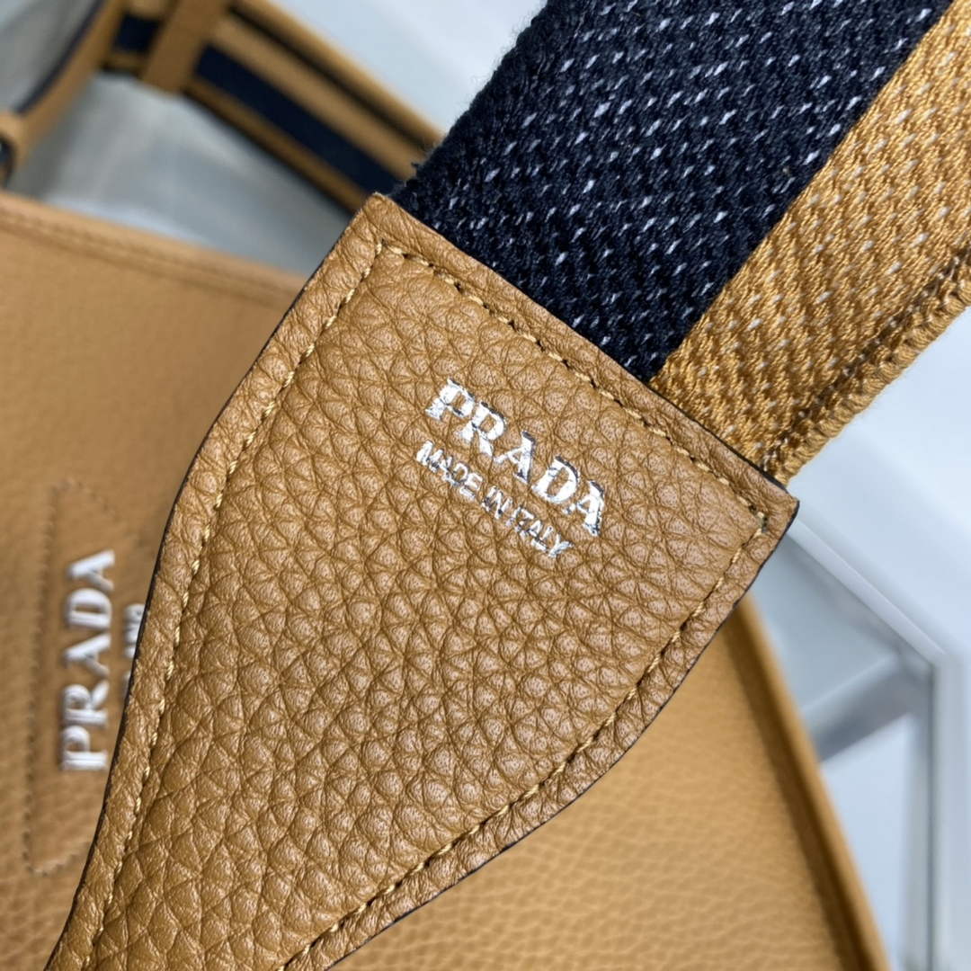 Replica Prada 1BH191 Leather mini shoulder bag tan