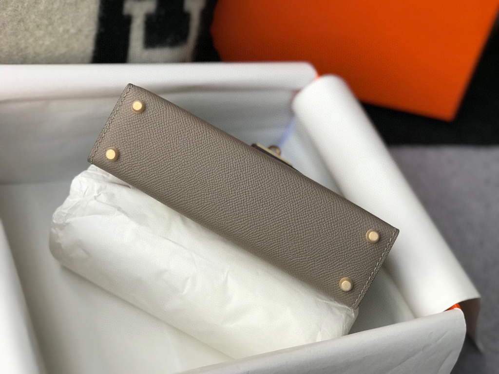 Replica Hermes Kelly Bag Hermes 19CM Epsom Shoulder Mini Bag Gray 20468