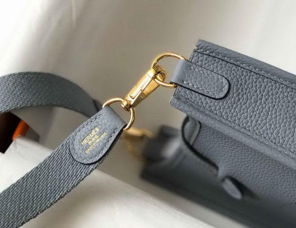 Replica Hermes Evelyne Bag Designer Hermes Mini Crossbody Bag 20394 Gold Buckle Light Blue
