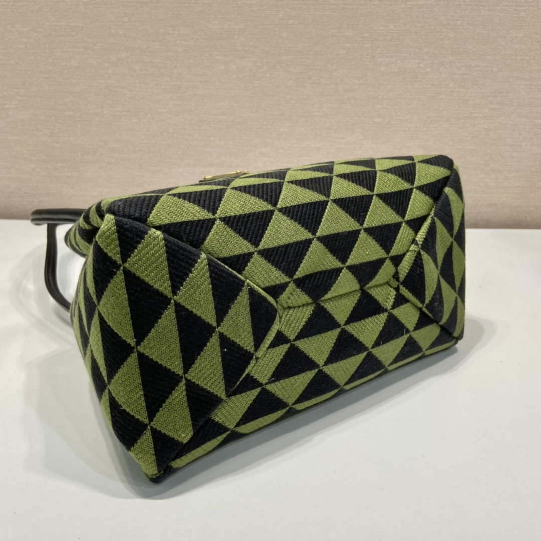Replica Prada 1BA368 From The Runway Small embroidered fabric Prada Symbole bag Black Ivy Green