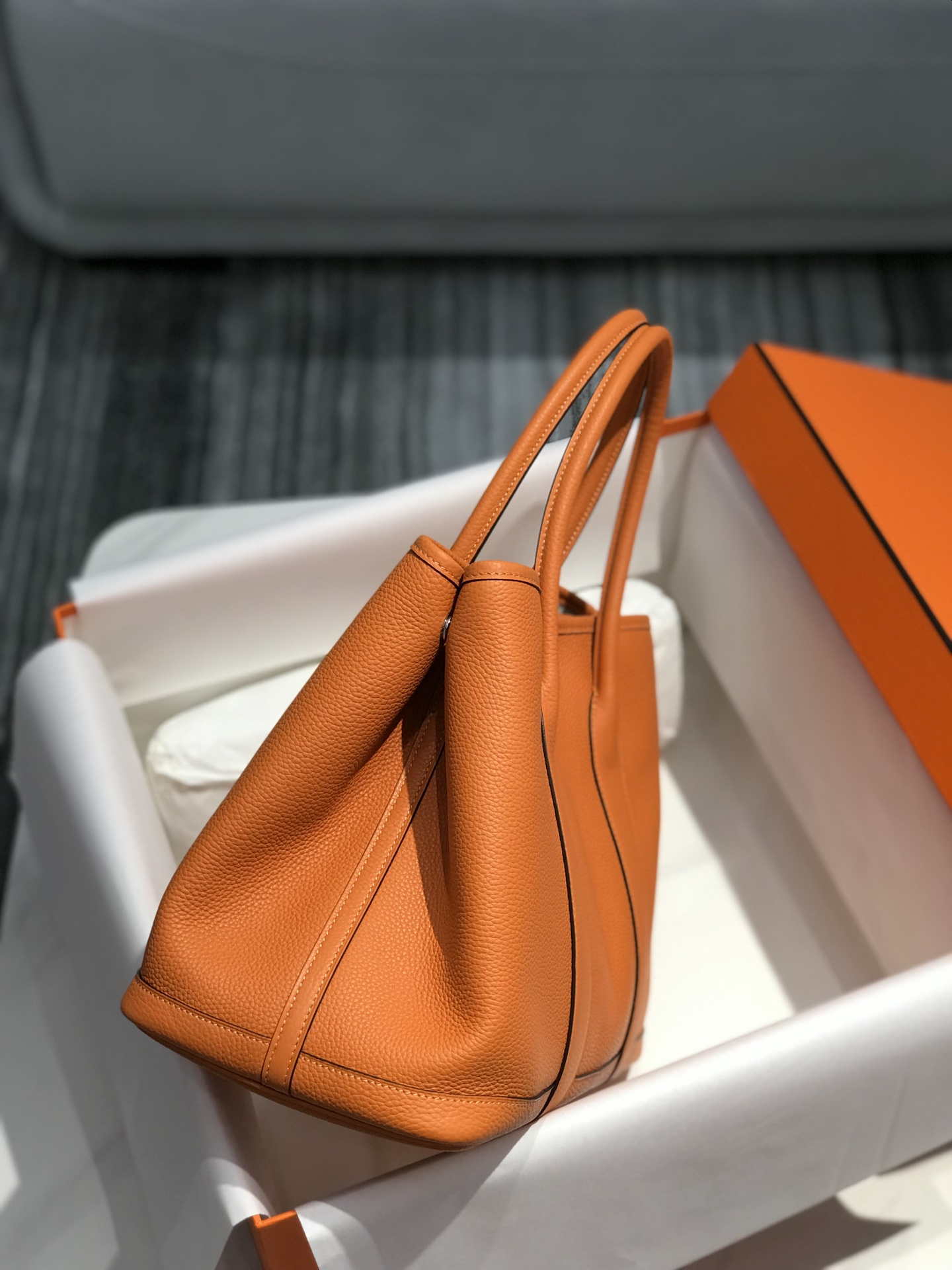 Replica Hermes Orange Clemence Garden Party 30cm Bag H239039