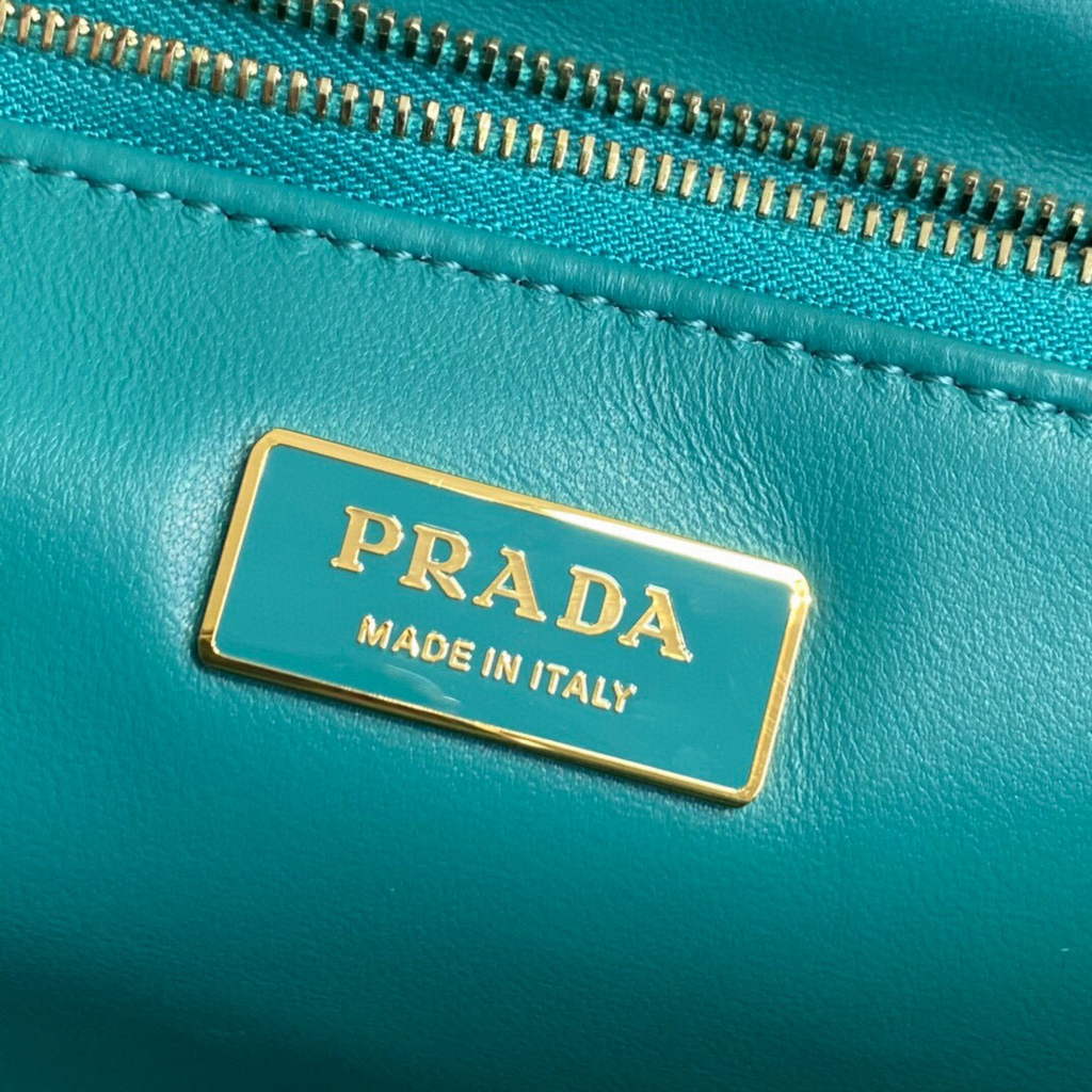 Replica Prada Padded nappa leather shoulder bag 1BD306 Green