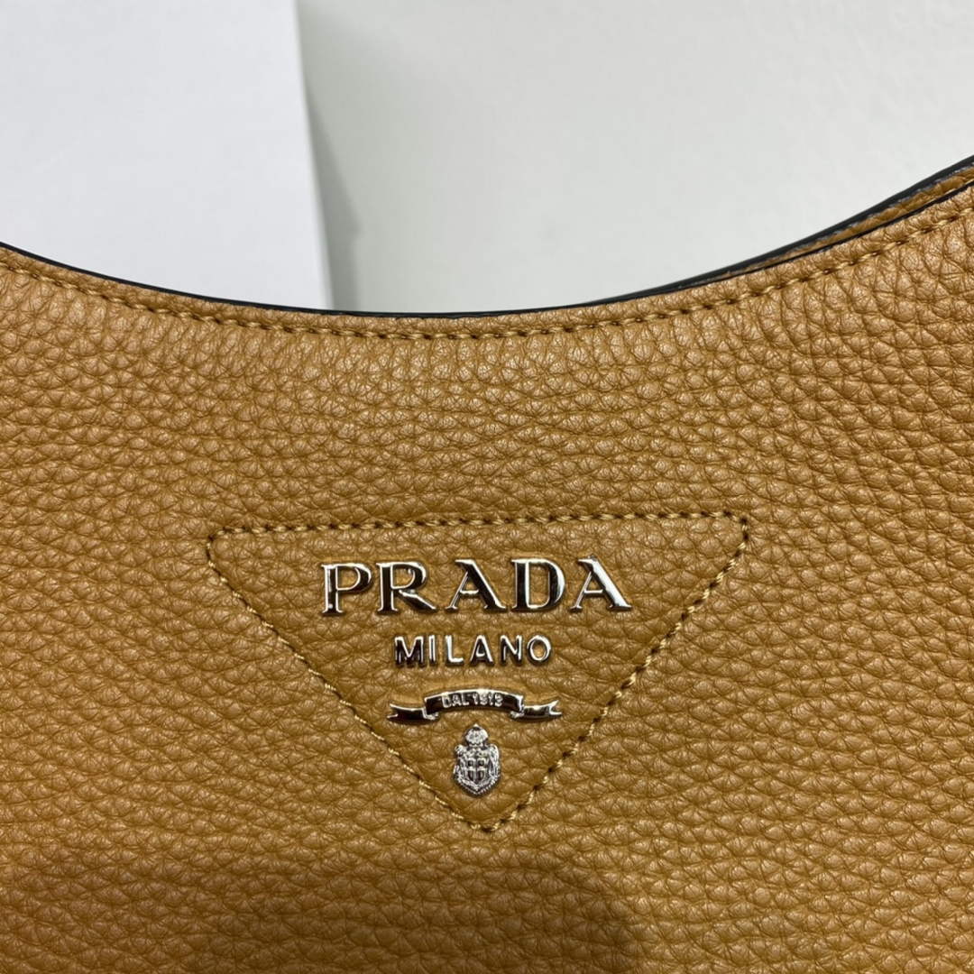 Replica Prada Leather hobo bag 1BC073 Tan