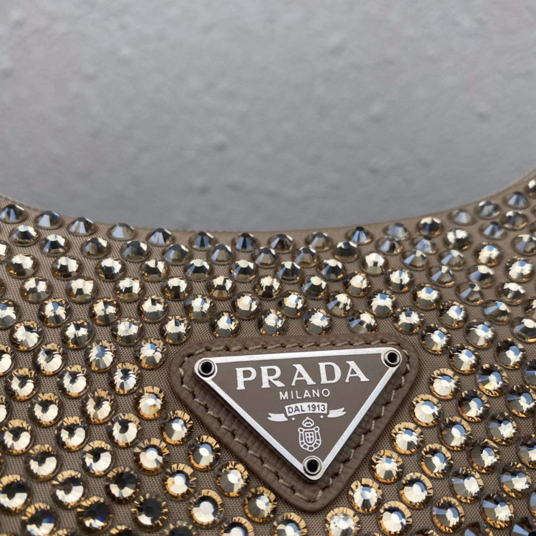 Replica Prada 1NE515 Satin mini-bag with artificial crystals apricot