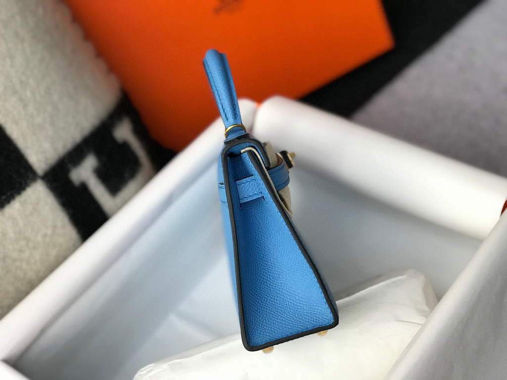 Replica Hermes Kelly Bag Hermes 19CM Epsom Shoulder Mini Bag Middle blue 20469
