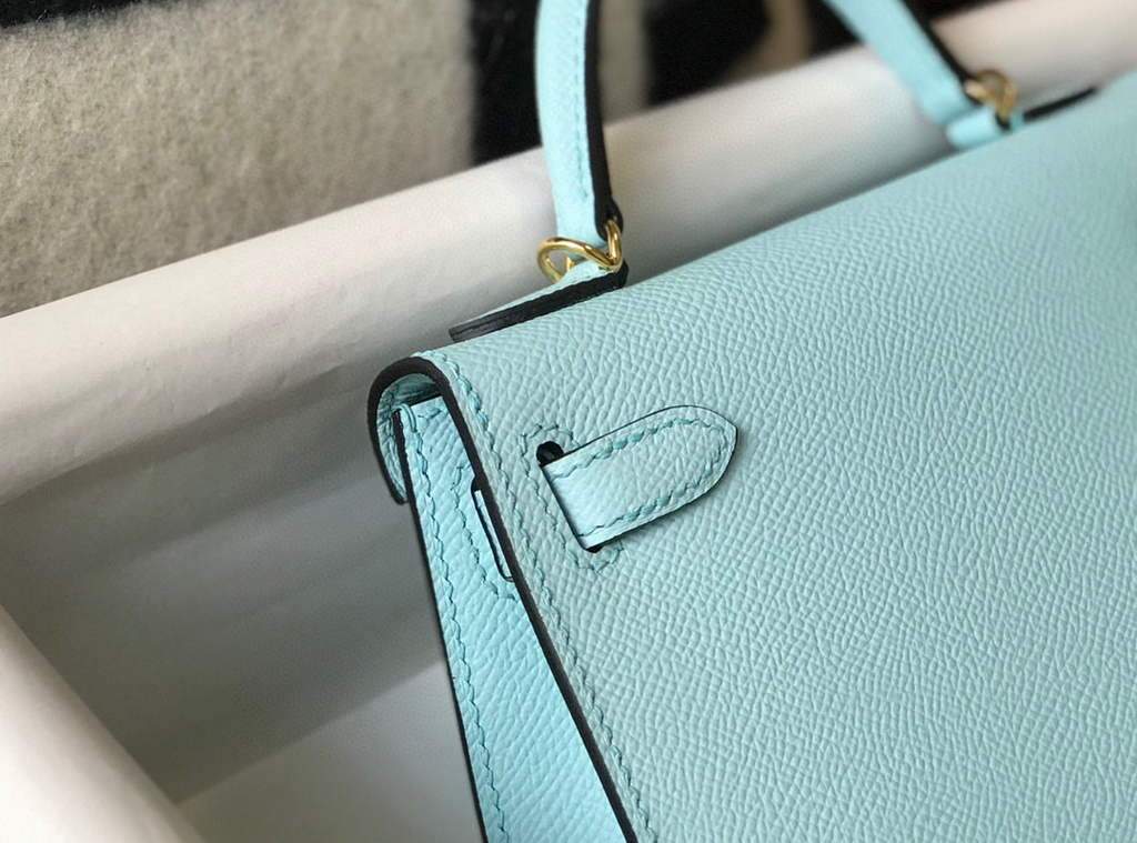 Replica Hermes Kelly Bag Hermes 19CM Epsom Shoulder Mini Bag Light blue 20473