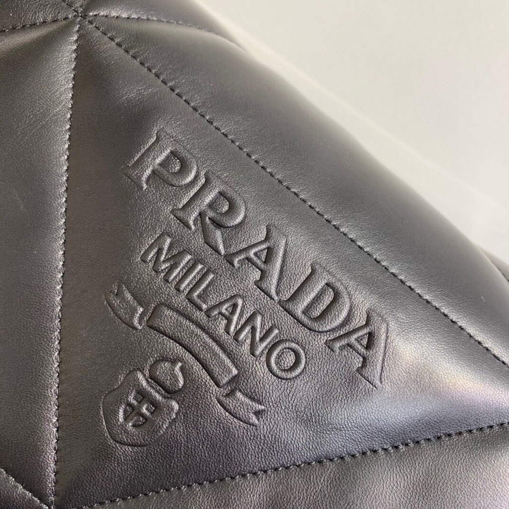 Replica Prada Padded nappa leather shoulder bag 1BD306 Black