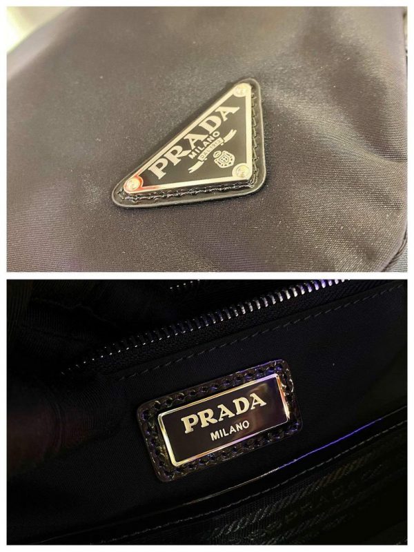 Replica Prada Signaux Nylon and Leather Hobo Bag 1BC160 Black