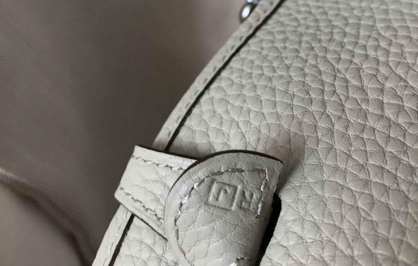 Replica Hermes Evelyne Bag Hermes Mini Crossbody Bag 20402 Silver Buckle Light Gray