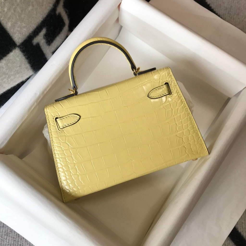 Replica Hermes Kelly Bag Designer Hermes 19CM Shoulder Mini Bag Yellow 20451