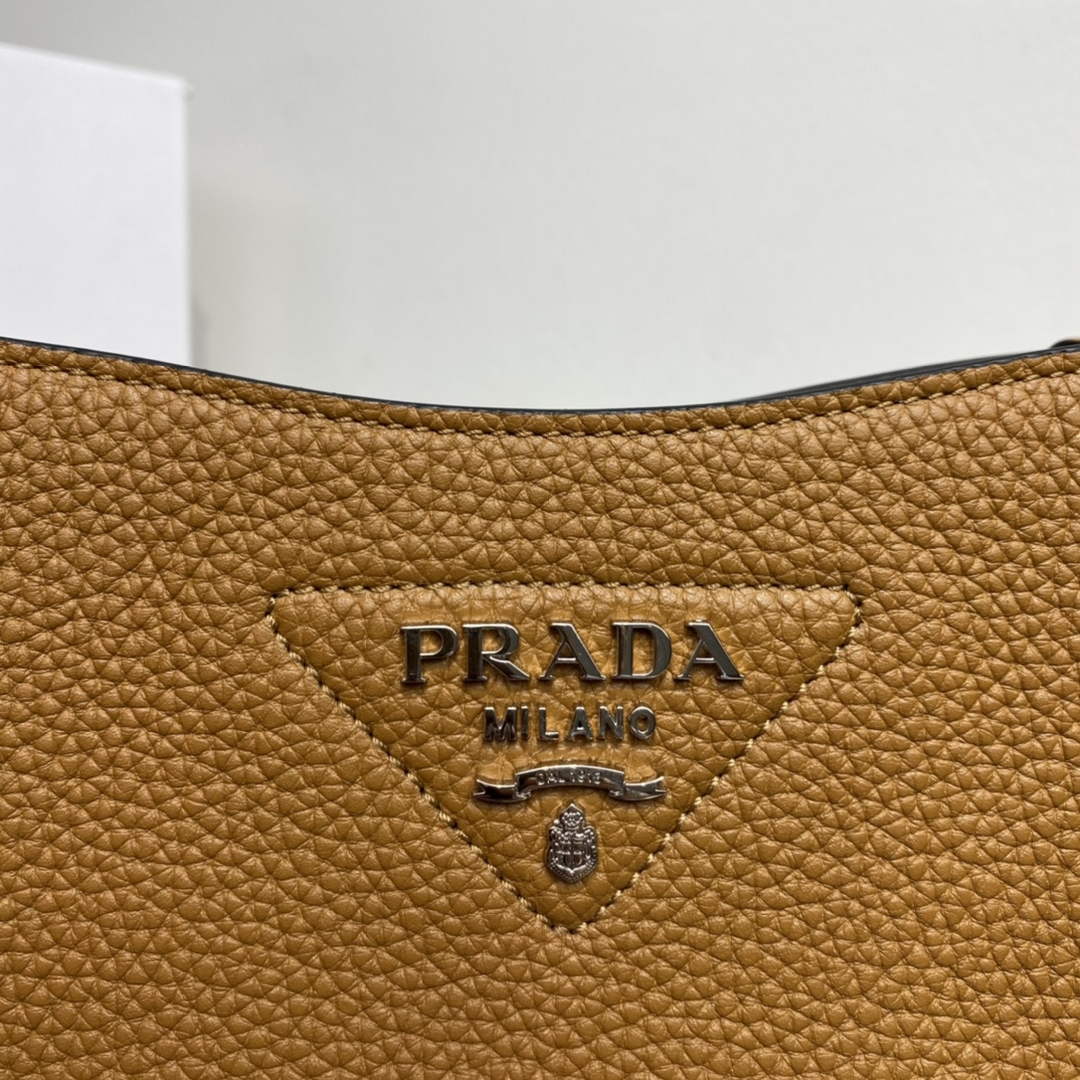 Replica Prada 1BH191 Leather mini shoulder bag tan