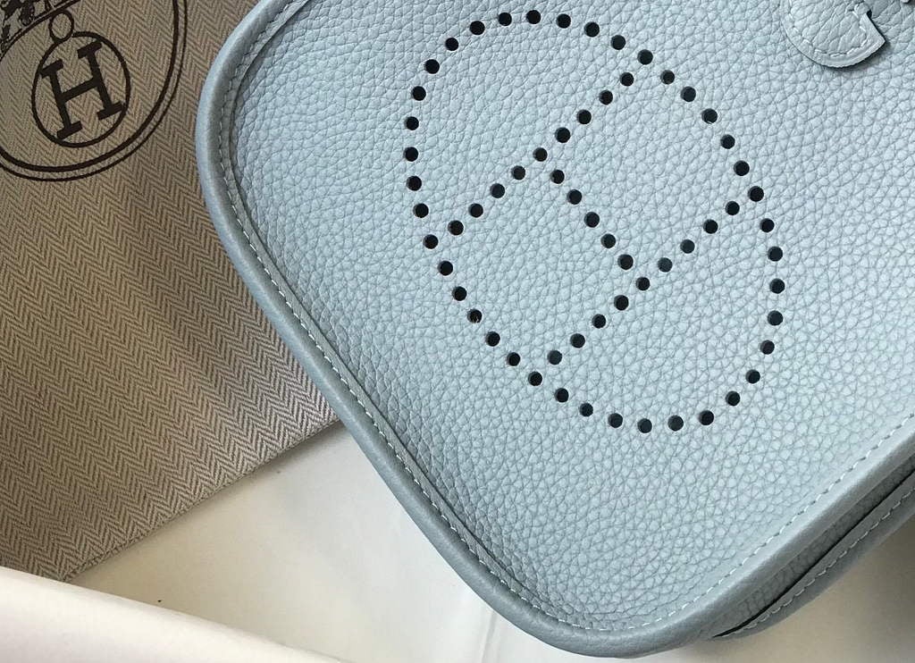 Replica Hermes Evelyne Bag Designer Hermes Mini Crossbody Real Bag 20431 Light Blue