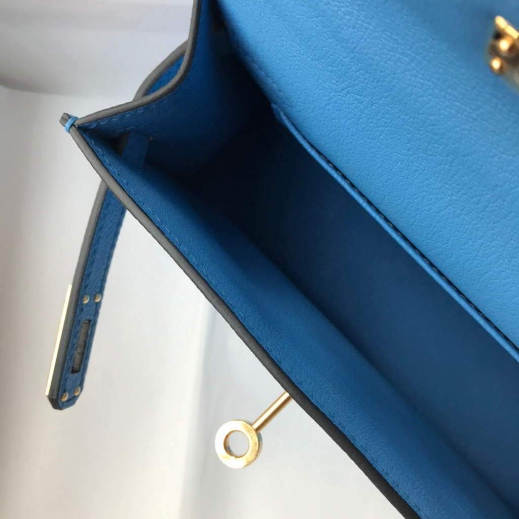 Replica Hermes Kelly Bag Hermes 19CM Epsom Shoulder Mini Bag Middle blue 20469