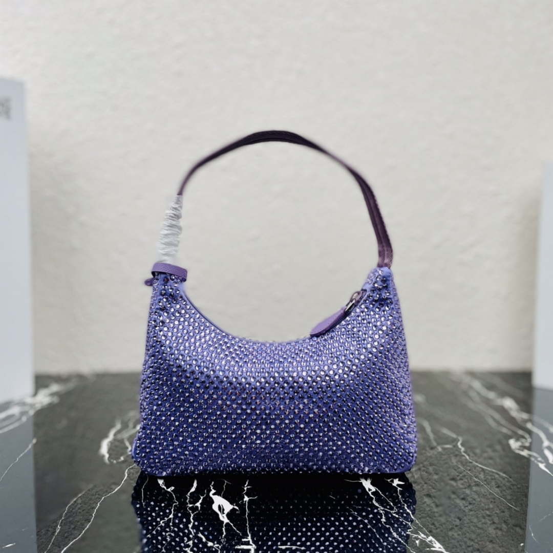 Replica Prada 1NE515 Satin mini-bag with artificial crystals Purple