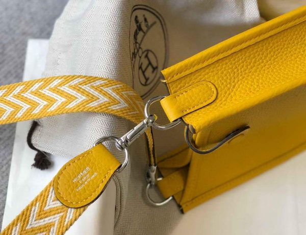 Replica Hermes Evelyne Bag Hermes Mini Crossbody Bag 20408 Silver Buckle Yellow