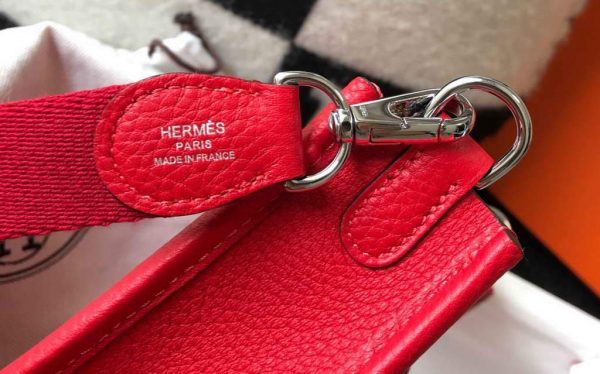 Replica Hermes Evelyne Bag Hermes Mini Crossbody Bag 20411 Silver Buckle Dark Red