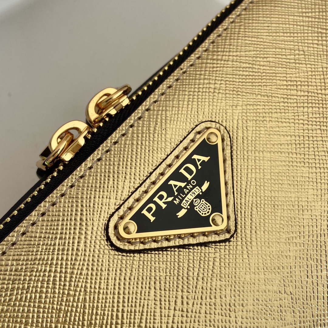 Replica Prada 2VH070 Saffiano Gold leather Prada Brique bag