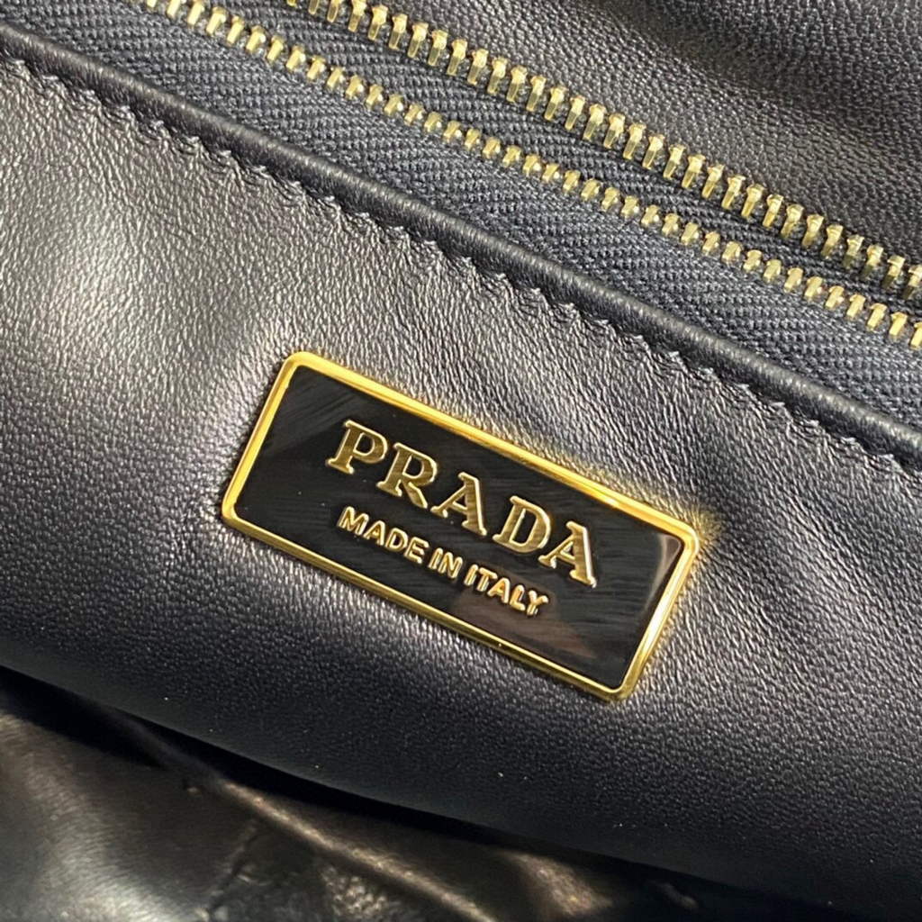 Replica Prada Padded nappa leather shoulder bag 1BD306 Black