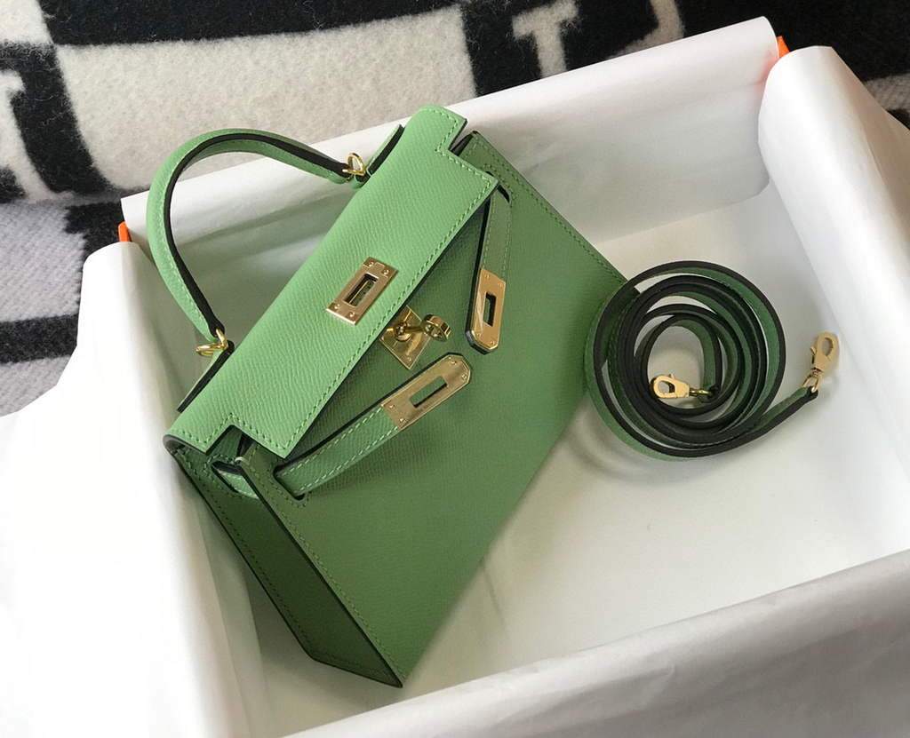 Replica Hermes Kelly Bag Hermes 19CM Epsom Shoulder Mini Bag Light green 20470