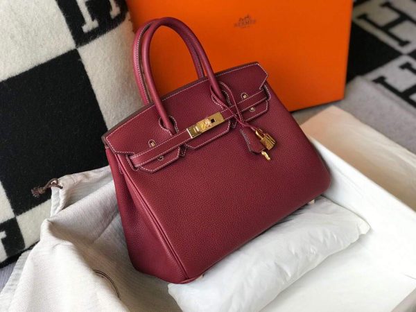 Replica Hermes Birkin Designer Tote Bag Togo Leather 28343 Wine Red