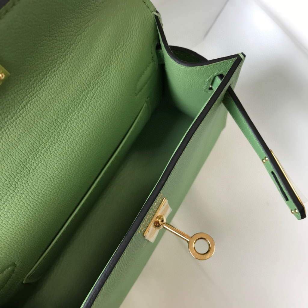 Replica Hermes Kelly Bag Hermes 19CM Epsom Shoulder Mini Bag Light green 20470