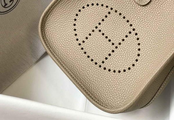 Replica Hermes Evelyne Bag Hermes Mini Crossbody Bag 20403 Silver Buckle Kakhi