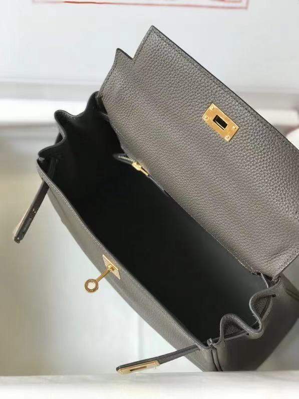 Replica Hermes Kelly Danse 28cm of Togo Leather Bag 20339 Pewter Grey