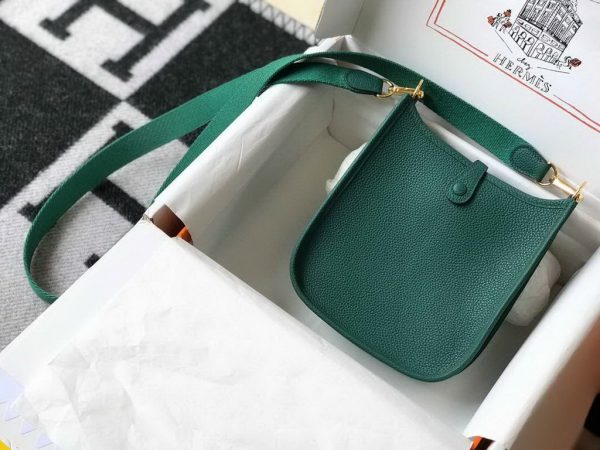 Replica Hermes Evelyne Bag Designer Hermes Mini Crossbody Bag 20389 Gold Buckle Green