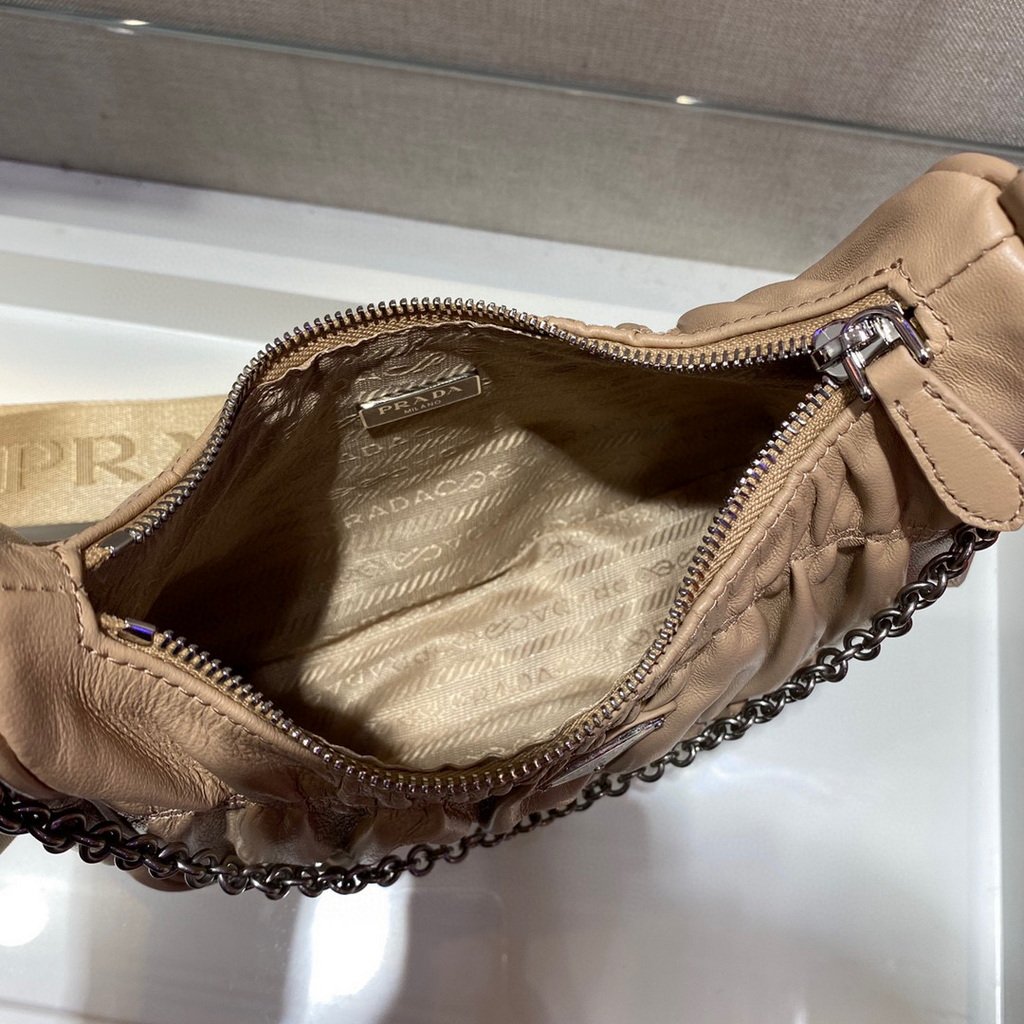 Replica Prada 1BH204 Mini Bags Prada Crossbody Leather bag In Apricot