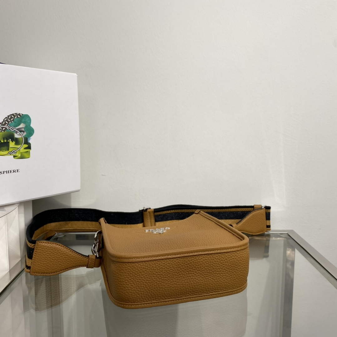 Replica Prada 1BH191 Leather mini shoulder bag tan