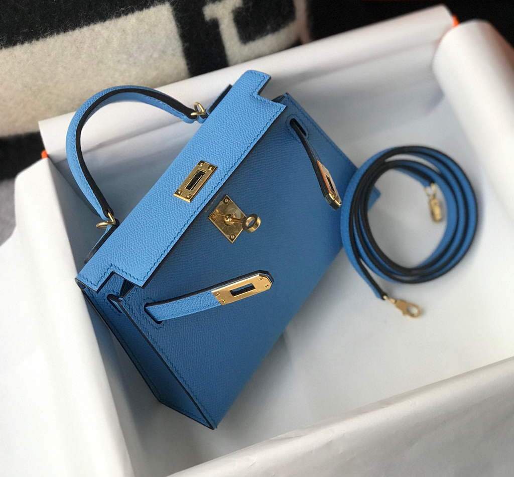 Replica Hermes Kelly Bag Hermes 19CM Epsom Shoulder Mini Bag Middle blue 20469
