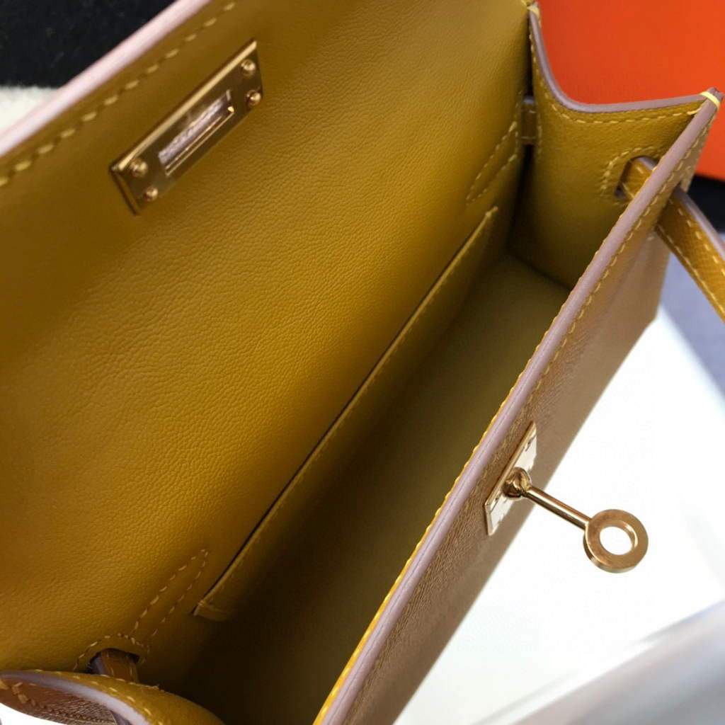 Replica Hermes Kelly Bag Hermes 19CM Epsom Shoulder Mini Bag Yellow 20463