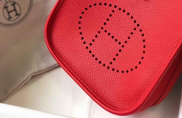 Replica Hermes Evelyne Bag Hermes Mini Crossbody Bag 20411 Silver Buckle Dark Red