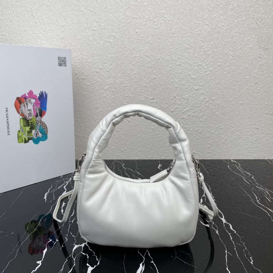 Replica Prada 1BA384 Prada Soft Padded Nappa Leather Mini Bag White