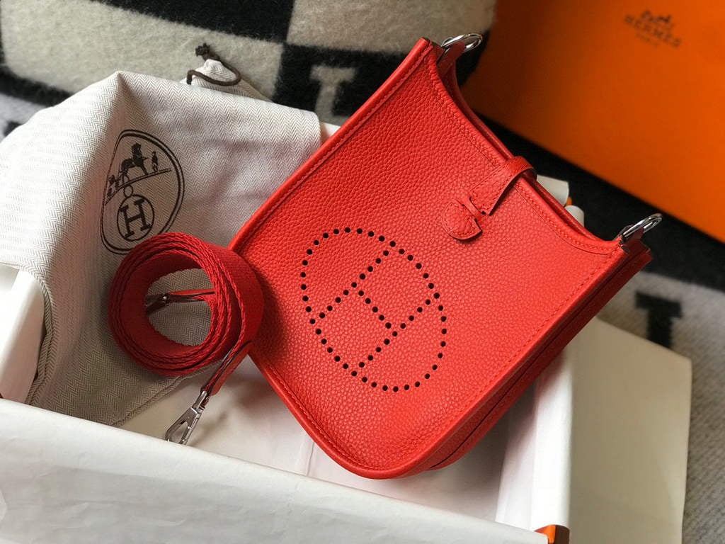 Replica Hermes Evelyne Bag Designer Hermes Mini Crossbody Real Bag 20432 Red