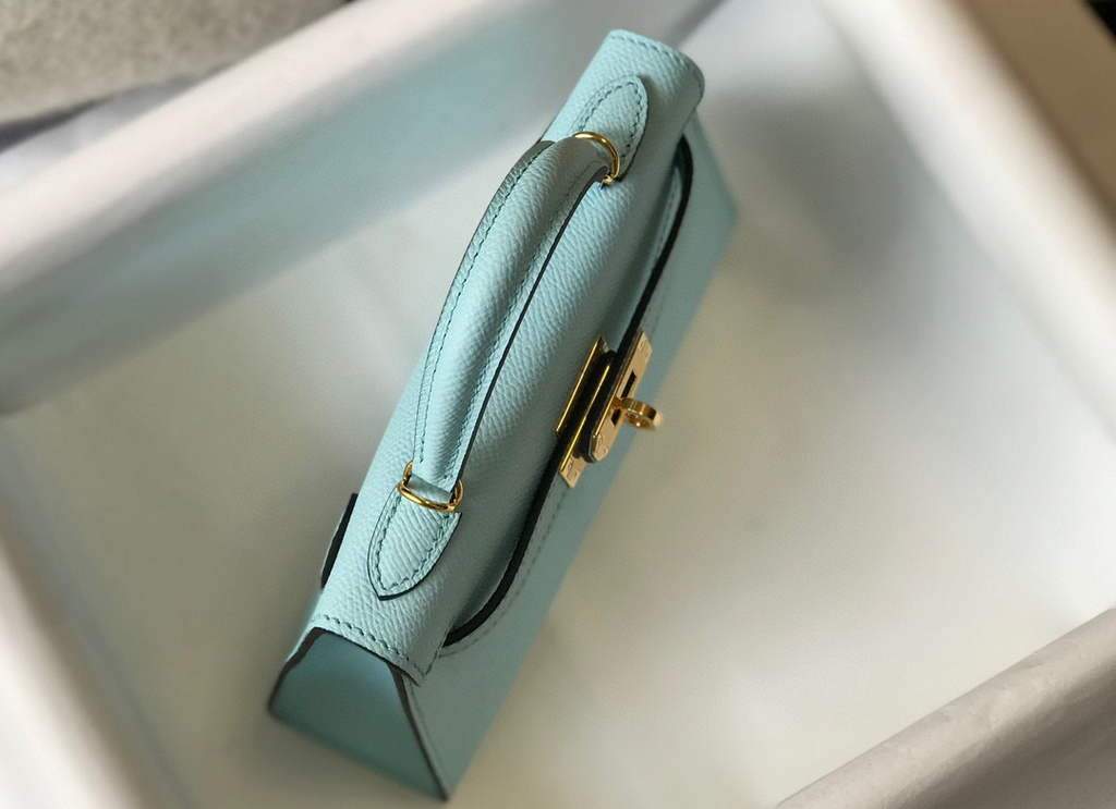 Replica Hermes Kelly Bag Hermes 19CM Epsom Shoulder Mini Bag Light blue 20473