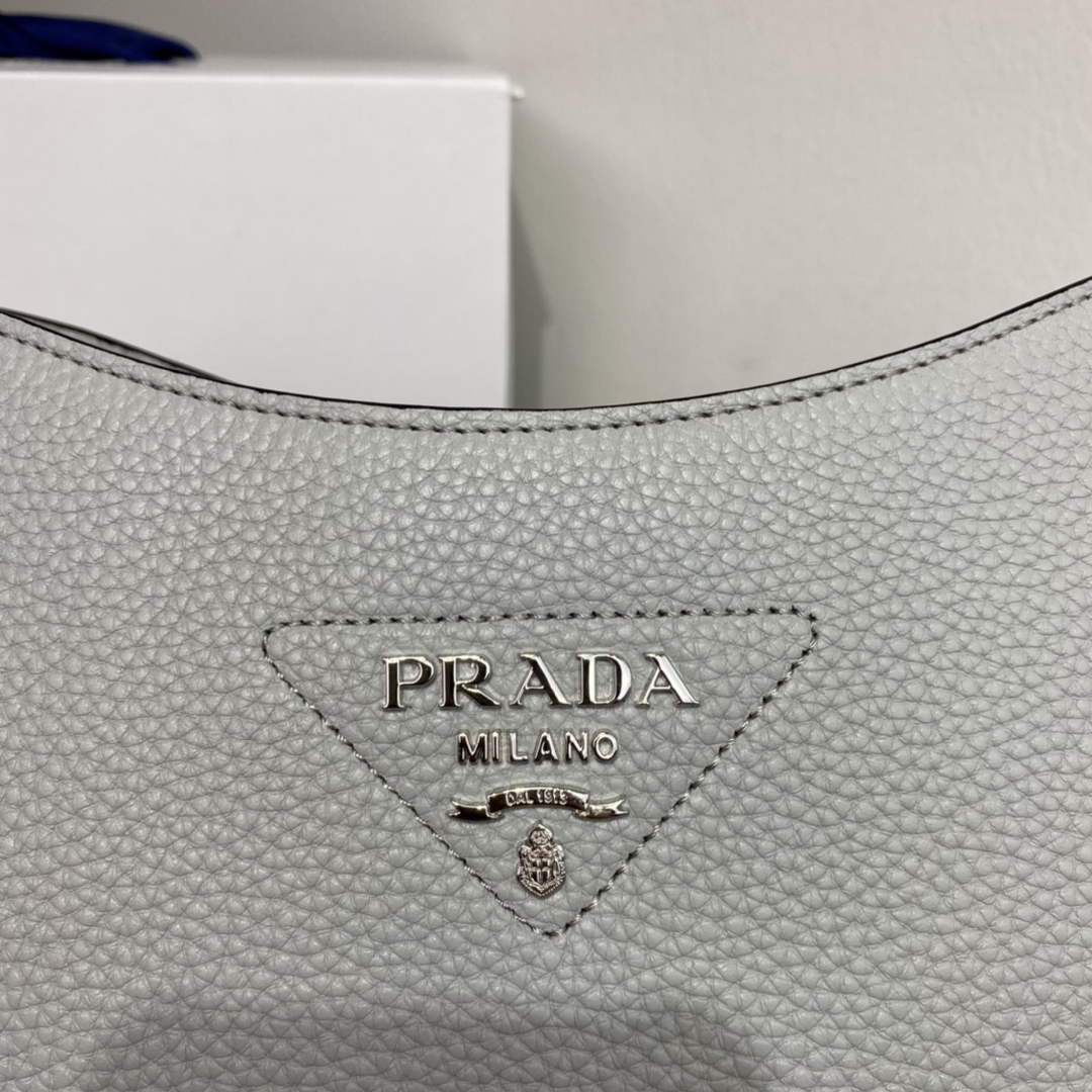 Replica Prada Leather hobo bag 1BC073 Gray