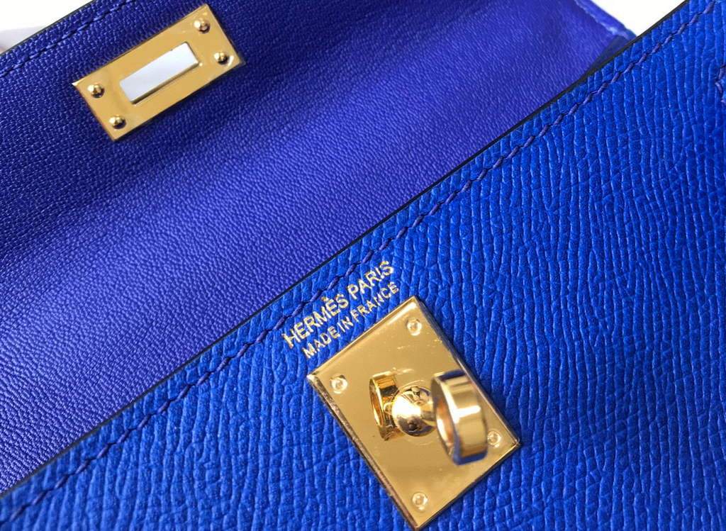 Replica Hermes Kelly Bag Hermes 19CM Epsom Shoulder Mini Bag Dark Blue 20475