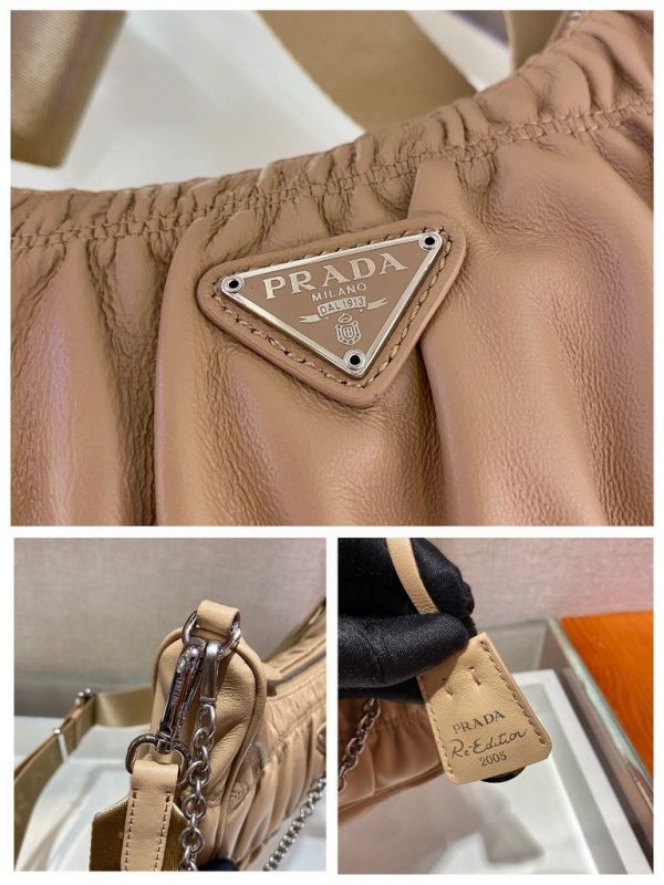 Replica Prada 1BH204 Mini Bags Prada Crossbody Leather bag In Apricot