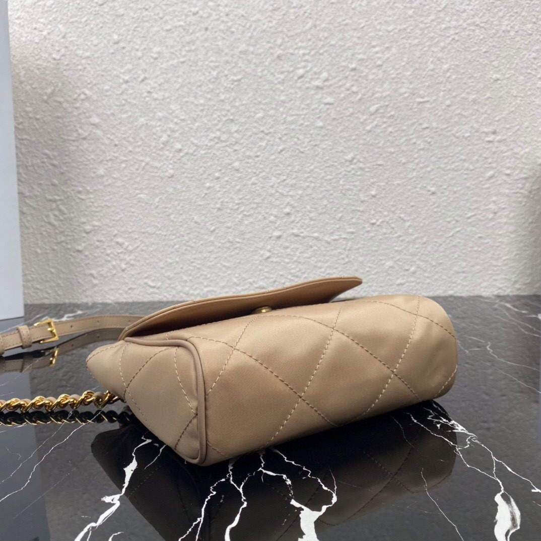 Replica Prada Nylon Vintage Chain rhombus stray Bag 1BD619 Apricot